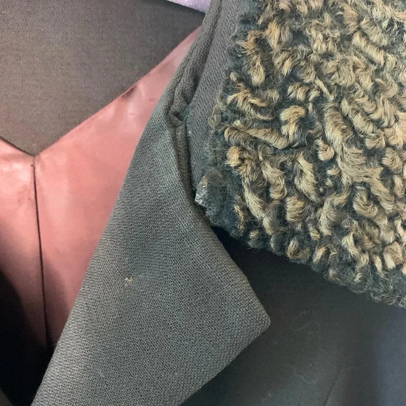 Vintage 1970s Stegari New York 100% Virgin Wool Coat Lambswool Trim Rose Small - Picture 9 of 16